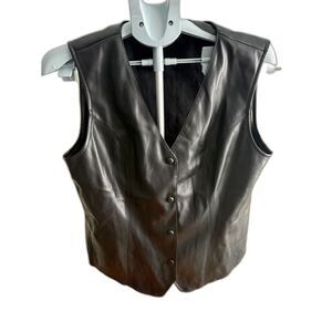 NWT Marc New York Black Faux Leather Vest Sz Large Sophisticated Layering